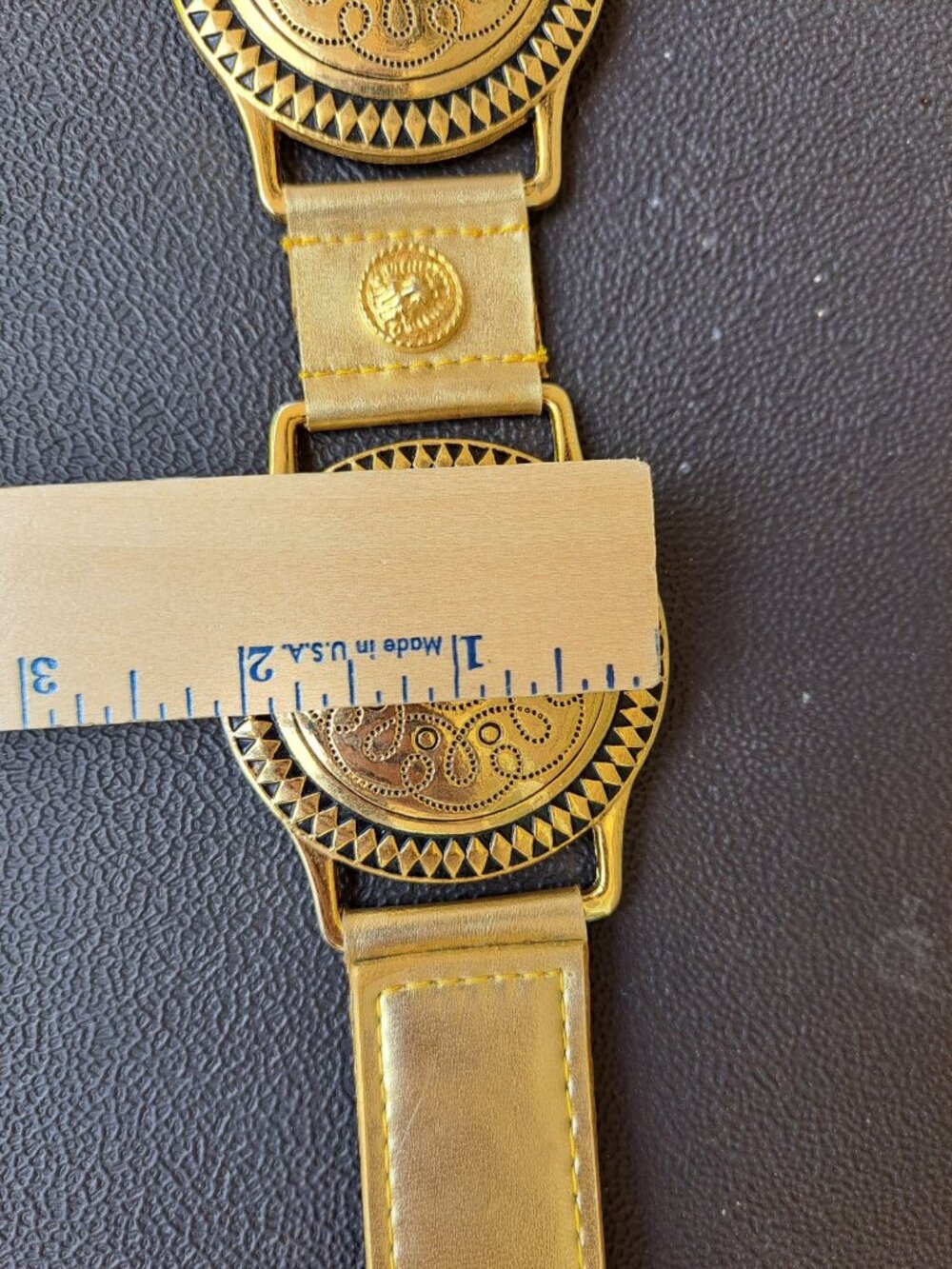 Vtg Captiva Gold PU Leather Medallion Belt Small 80's Gypsy Festival - Picture 5 of 11